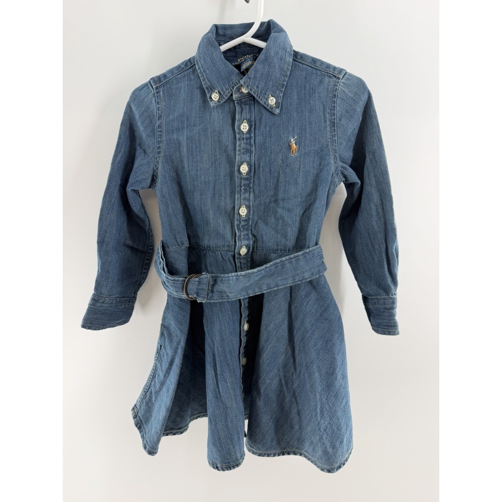 Polo Ralph Lauren Girls Dress Chambray Denim Blue Jean 2T Blue Designer Preppy